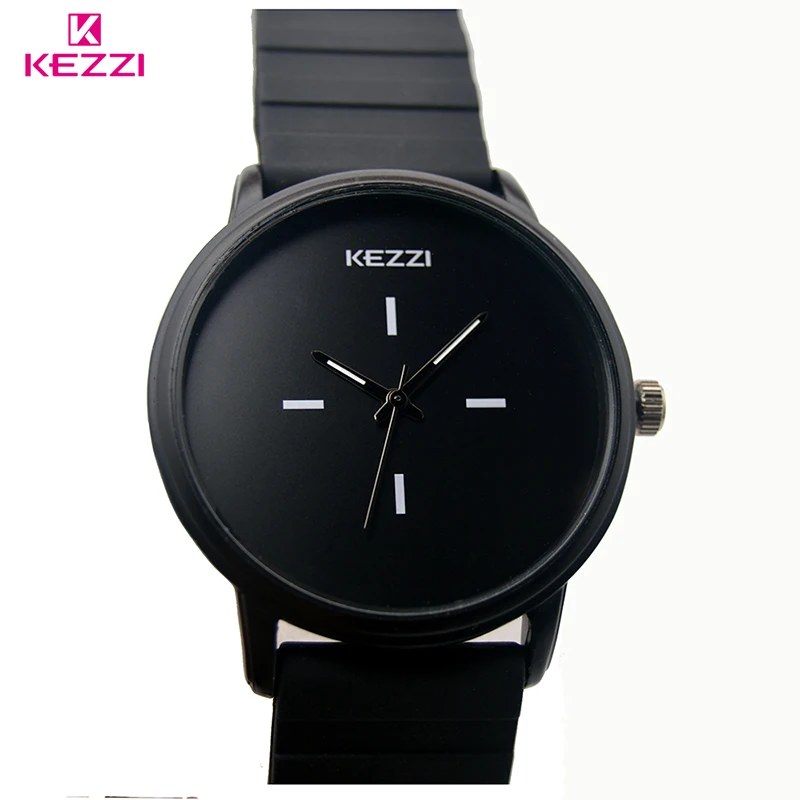 Kezzi Brand Classic Black White Silicone Watches Women Big Dial Sport Quartz Watch Ladies Unisex Watch Clock Relojer Feminino afbeelding
