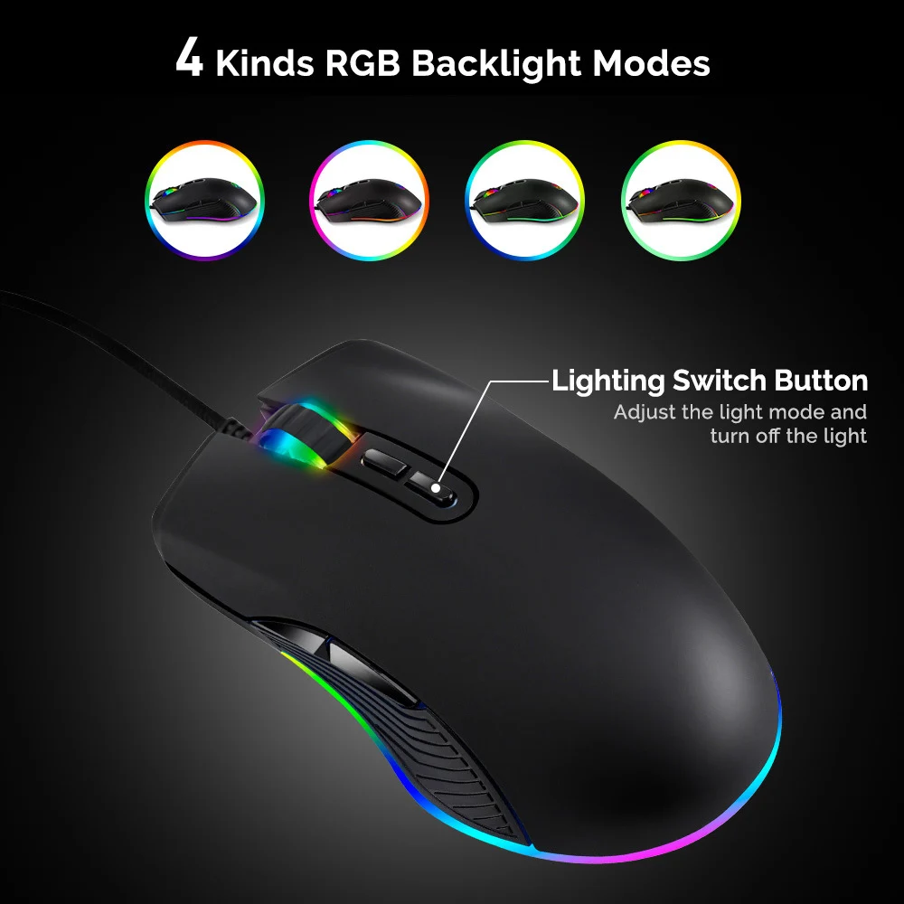 Тип-c RGB светодиодный игровой мыши с подсветкой 3200 dpi Pro игровая мышь для Macbook Air Pro ПК настольный ноутбук геймер USB-C компьютерная мышь