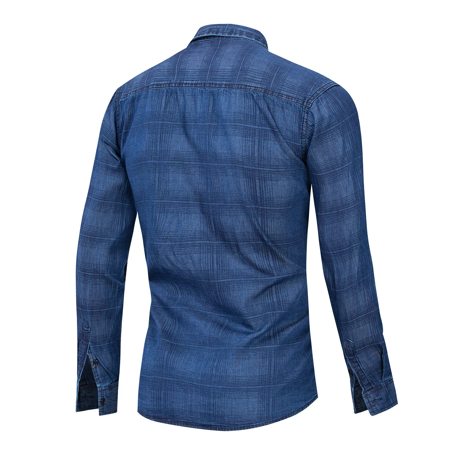 Will Code Men's Wear Pure Cotton Long Sleeve Shirt Cowboy Lattice Shirt 203