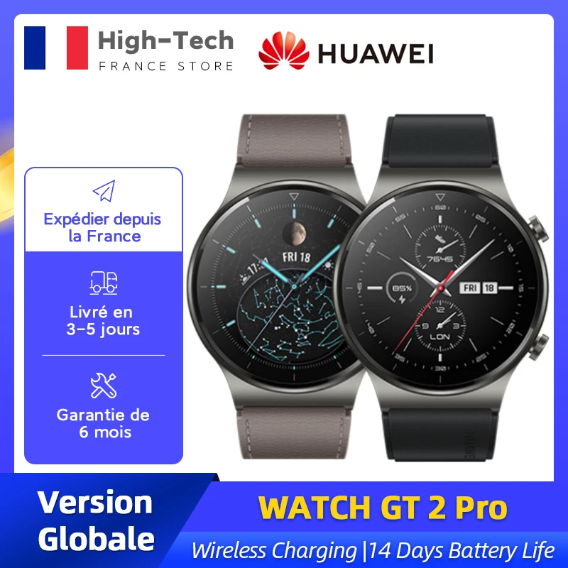 Version mondiale HUAWEI WATCH GT 2 Pro GT2 SmartWatch chargement sans fil 14 jours d'autonomie de la batterie 5 ATM GPS Bluetooth 5.1 Kirin A1
