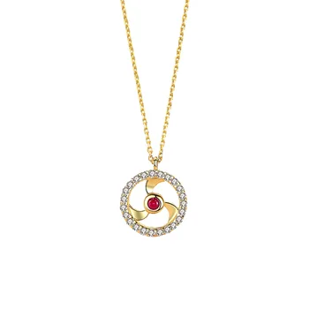 

S925 Silver Nezha Hot Wheel Necklace Female Personality Diamond 14k Yellow Gold Clavicle Chain Douyin Net Red Pendant
