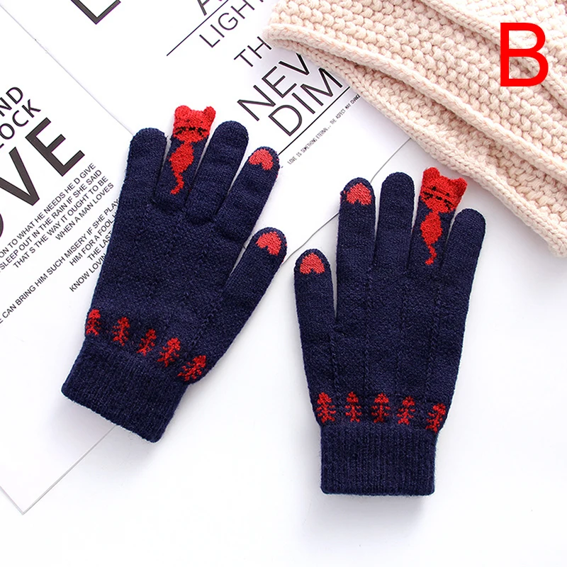 Winter Touch Screen Gloves Women Men Warm Stretch Knit Mittens Imitation Wool Full Finger Guantes Female  het  Thicken 