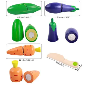 

Pretend Play Kitchen Set, Wooden Vegetable Cutters Cutting Fruit Board Games Toy Y4QA