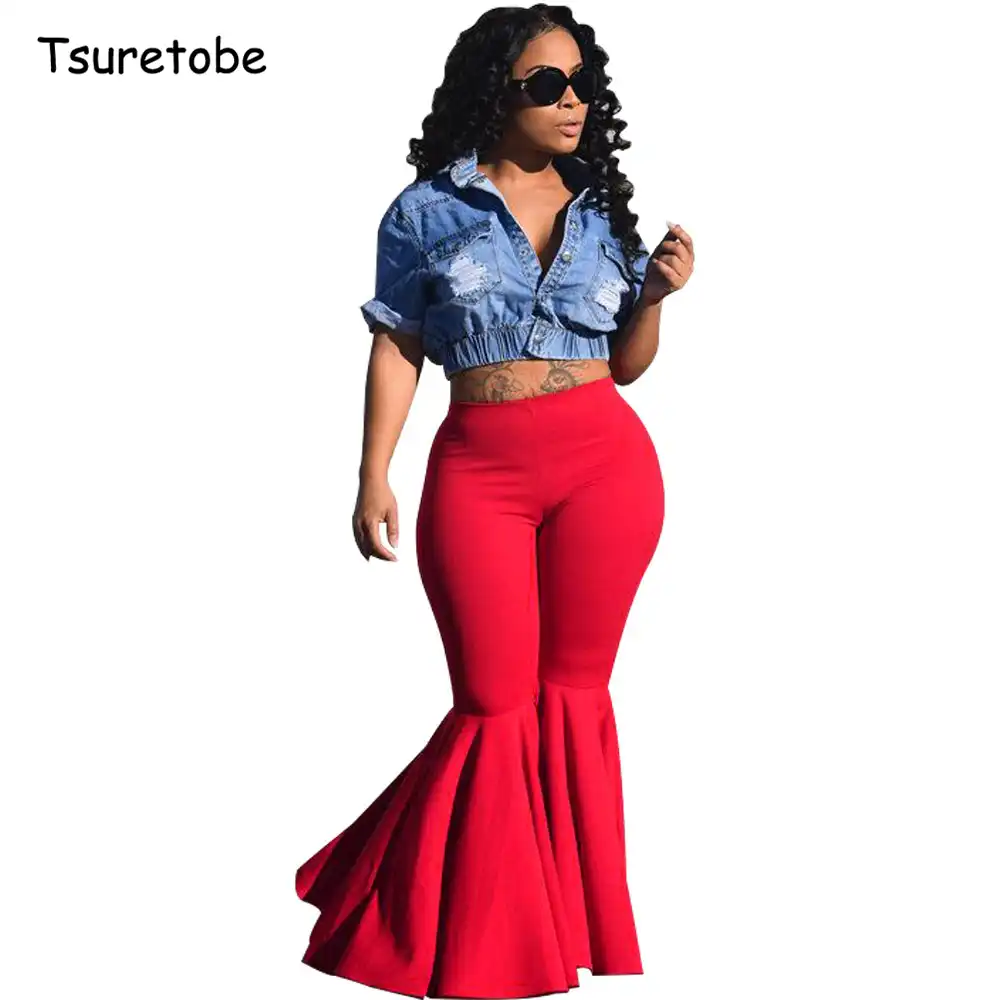 plus size ruffle bottom jeans