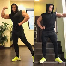 Стильный жилет без рукавов для фитнеса, спортивный жилет с капюшоном, одежда для фитнеса, спортивная одежда для бега