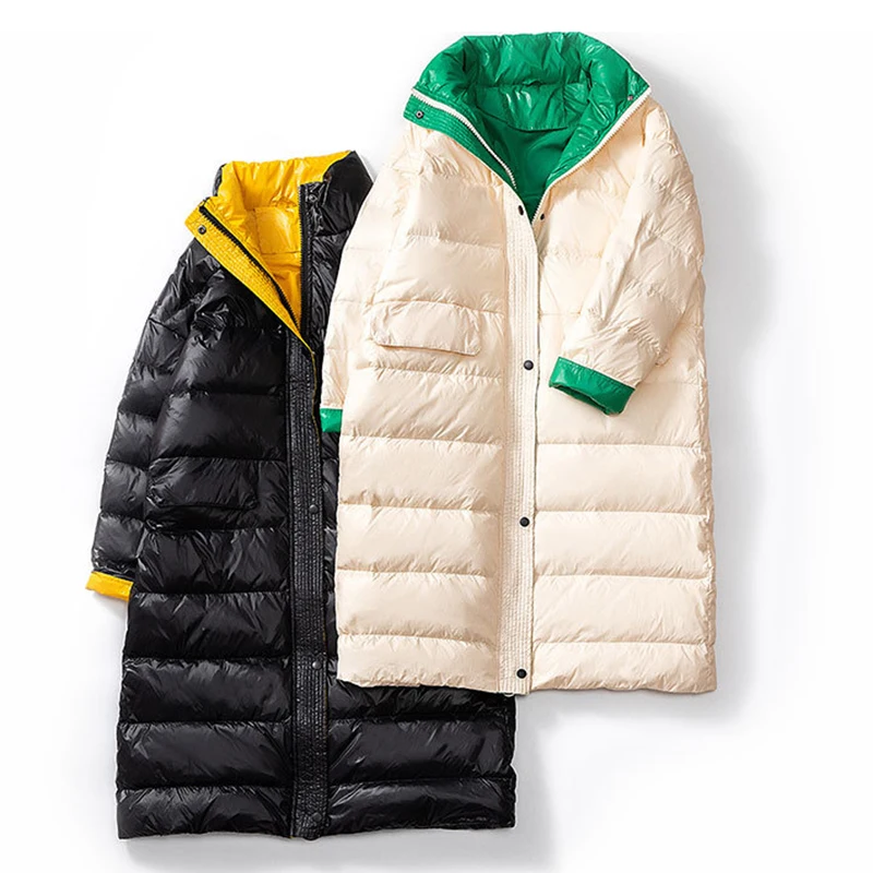 Зимняя водонепроницаемая Женская куртка, теплая длинная куртка, зимняя верхняя одежда макси-длины, пуховая парка, свободное теплое пальто для женщин до-30 градусов