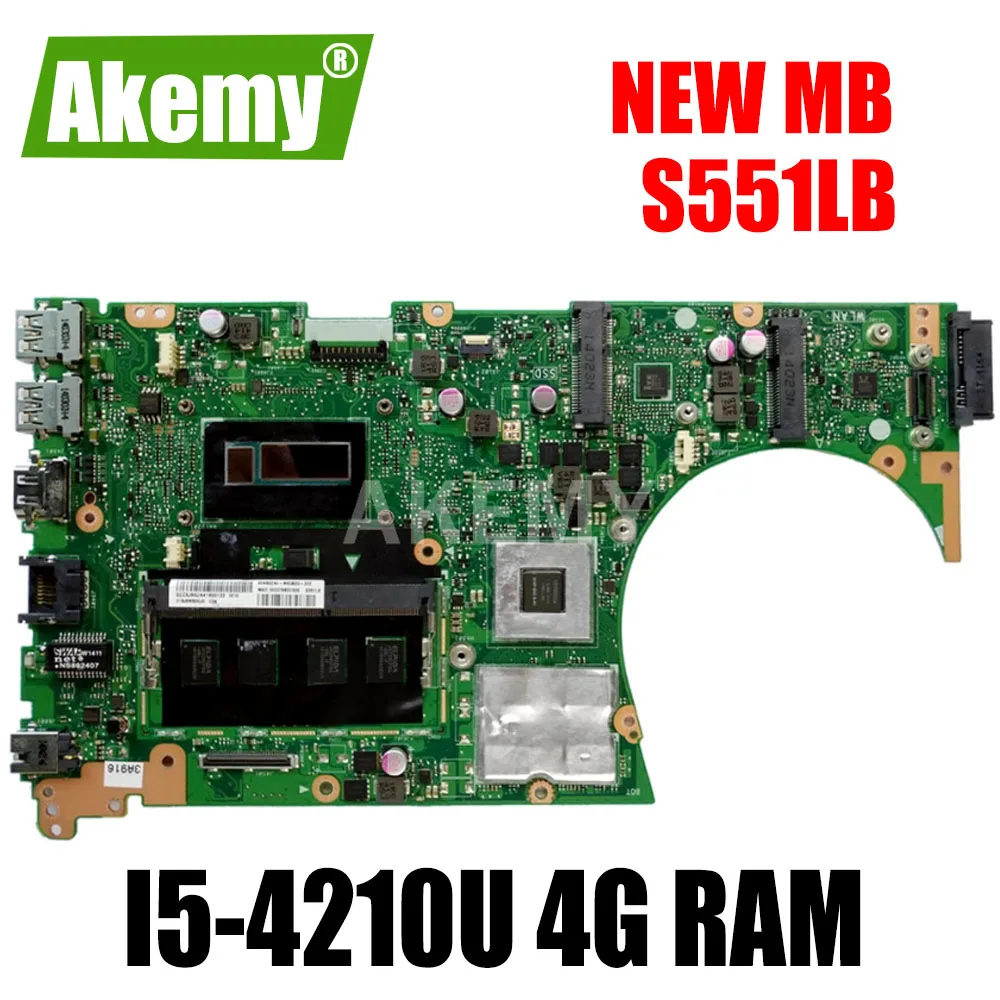 Akemy S551LN Mainboard для ASUS S551LB S551L Vivobook материнская плата ноутбука I5-4210U GT840M 4G RAM REV2.2 тест |