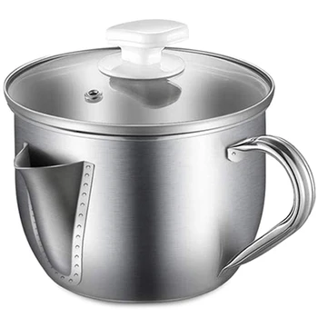 

1000ML Stainless Steel Oil Separator, Oil Filter Boat Oil Fats Separator with Lid Oil Soup Cooking Strainer Filter Boat