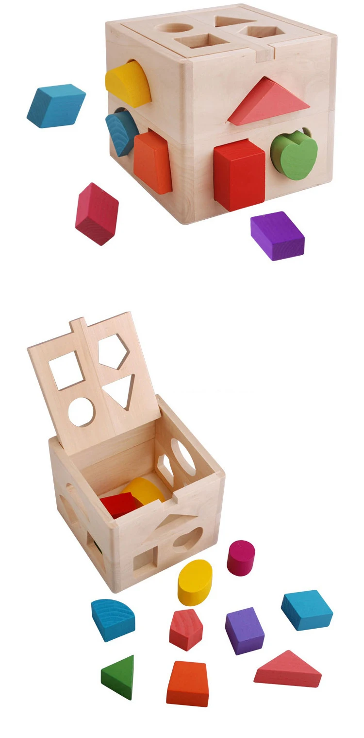 Форма кубик с прорезями классические деревянные игрушки, развивающие игрушки, легко для захвата Форма s, крепкая деревянная конструкция