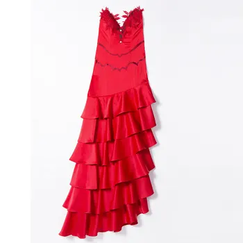 

Anime Final Fantasy VII Remake Cosplay Outfit Aerith Classic Red Dress Cosplay Costume with Full Set Ornaments - XL
