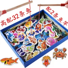 Развивающая игрушка для раннего ребенка, магнитная рыболовная игрушка для детей 1-3-5 лет, деревянная настольная игра для рыбалки
