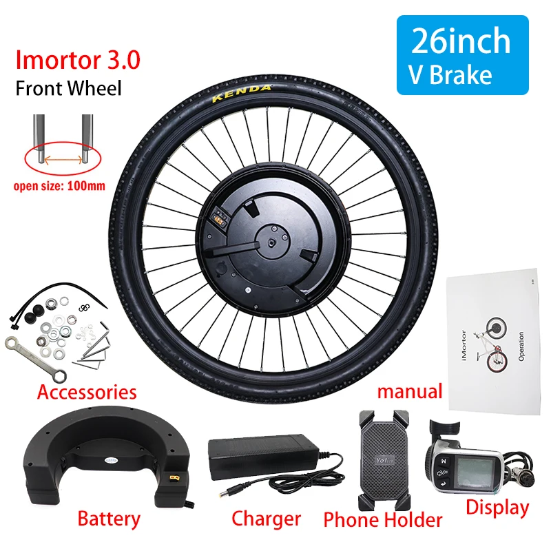 36V350W переднее колесо iMortor комплект для переоборудования электрического велосипеда с 2" 26" 700C 2" моторное колесо eBike Электрический велосипед конверсионный комплект - Цвет: 26inch V Brake