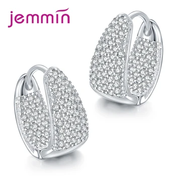 

New Fashion Jewelry 925 Sterling Silver Shiny Cubic Zirconia Egg Shape Earrings For Women Wedding/Engagement Party Jewelry Gift