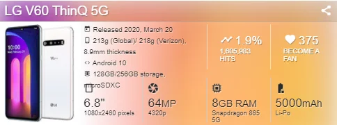 LG V60 ThinQ US version Refurbished Original Unlocked 6.4 inches Cellphone 6GB 128GB/256GB ROM 16MP Camera free shipping ram memory
