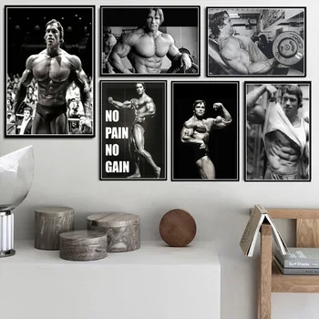 

Poster Prints Oil Painting Arnold Schwarzenegger Bodybuilding Fitness GYM Workout Wall Art Pictures Home Decor