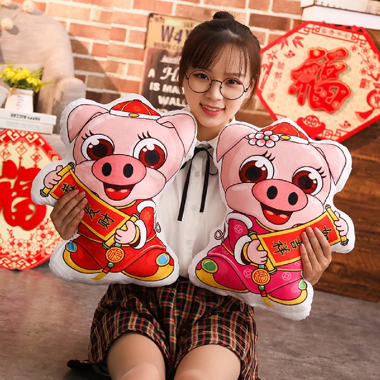 Yangzhou takara tomy hui новогодняя подушка с принтом свиньи, талисман, подарок, подушка с изображением счастливой свиньи, добавить логотип