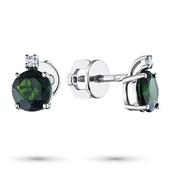 

Pusety of white gold with diamond and chrome-diopside e0905ps03195200