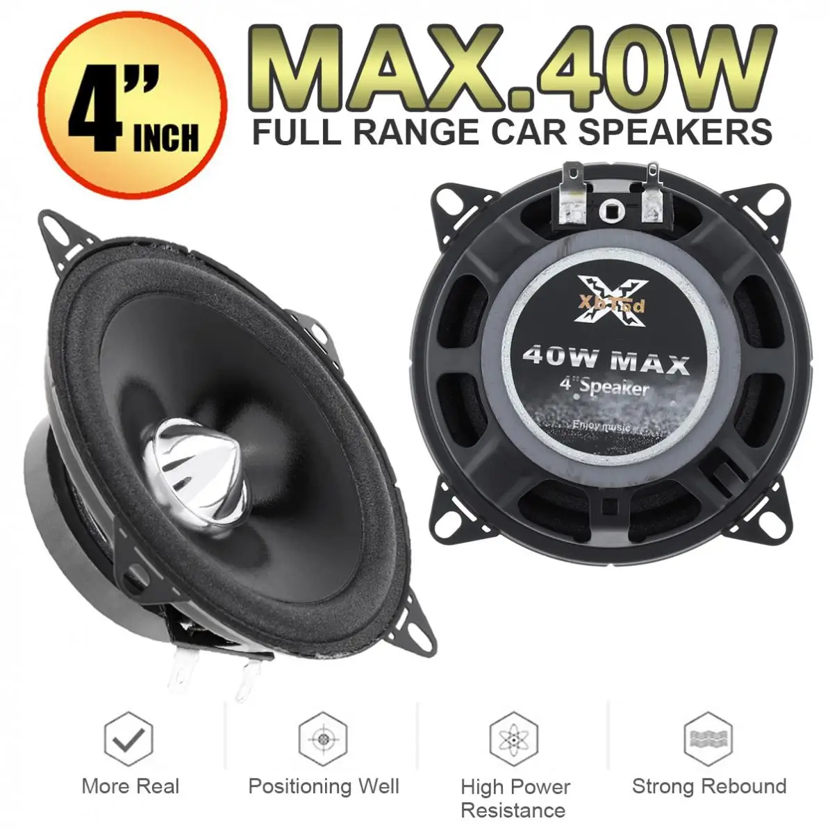 

2pcs 40W 4 Inch Full Range Frequency Car Audio Speaker Heavy Mid-bass Ultra-thin Modified Speaker Non-destructive Installation