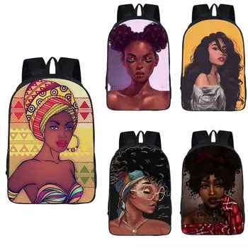 

African American Girl Backpack Children School Bags for Teenagers Afro Women Travel Bag Kids Bookbags Students School Backpacks