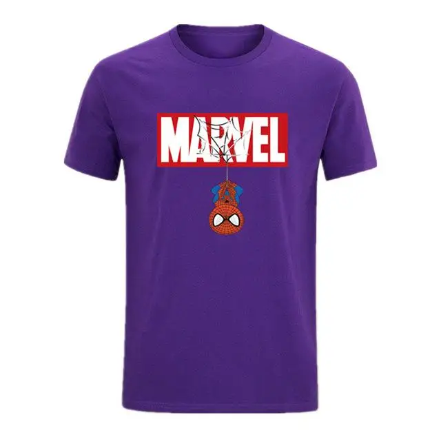 Purple-ZZ Мужские летние футболки s MARVEL, 111% хлопок, короткий рукав, Мужская футболка с круглым вырезом, XS-2XL, уличная одежда - Цвет: Purple-ZZ