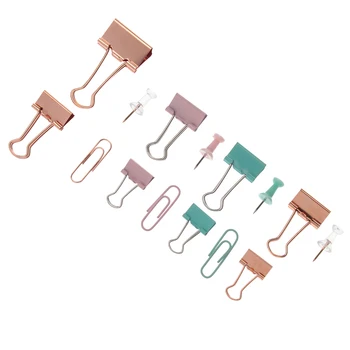 

72/171 PCs/Box Rose Gold Metal Clip Large-headed Binder Clips Office Binding Supplies Combination Set Stationery