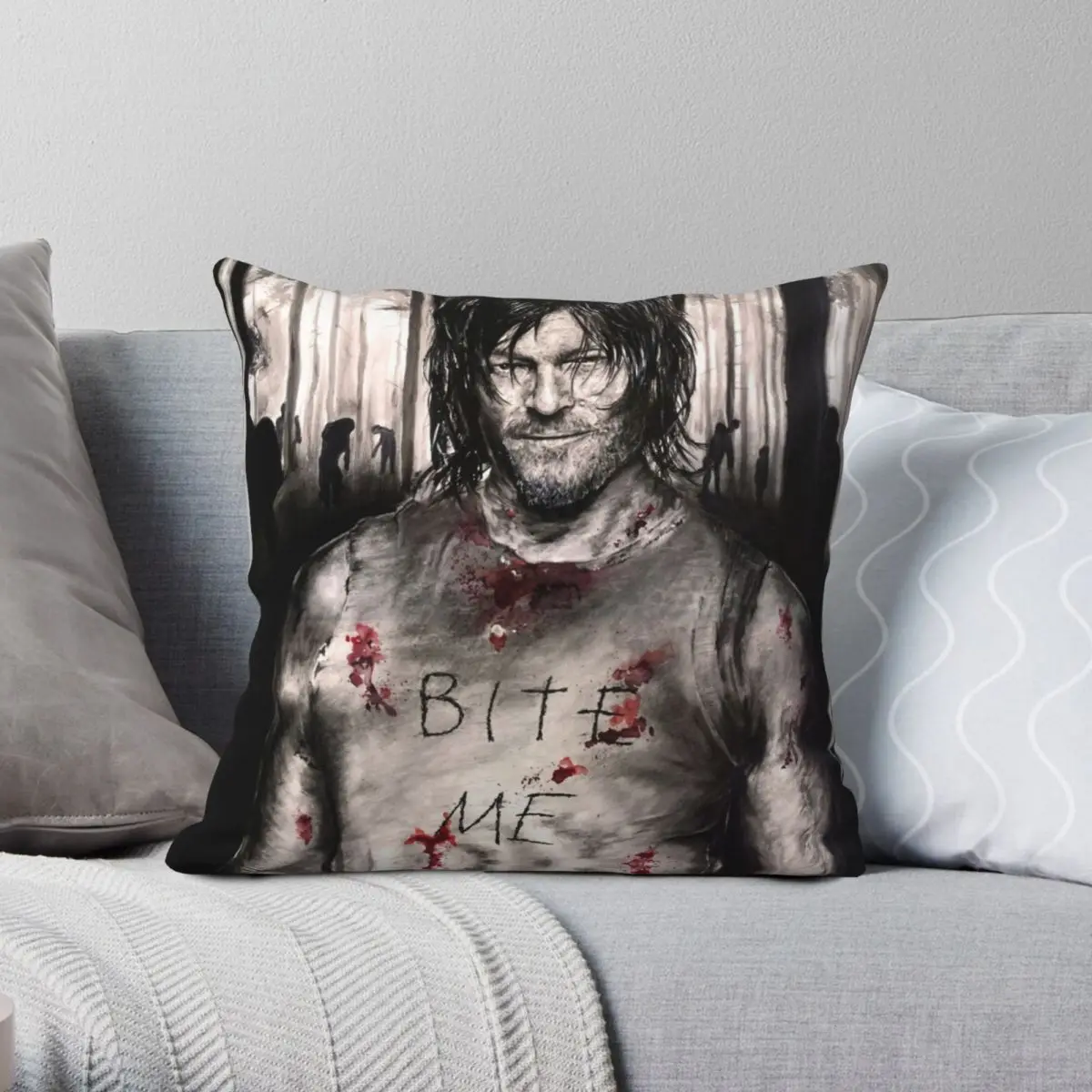 

Наволочка на подушку Bite Me из полиэстера и льна, бархатный декоративный чехол на молнии, Наволочка на диванную подушку