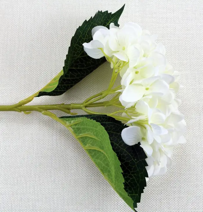 Fast Shipping High Quality Real touch Silk Hydrangea Big Flower 7.5" Silk White Wedding Flower Bouquet for Wedding Centerpieces