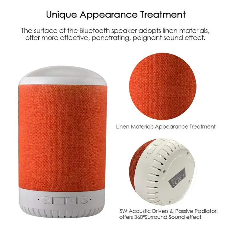 Portable Wireless Bluetooth Speaker with Phone Holder, Built-In Mic, FM Radio, Support TF Card, USB, AUX Inputs, MP3 Audio Playe