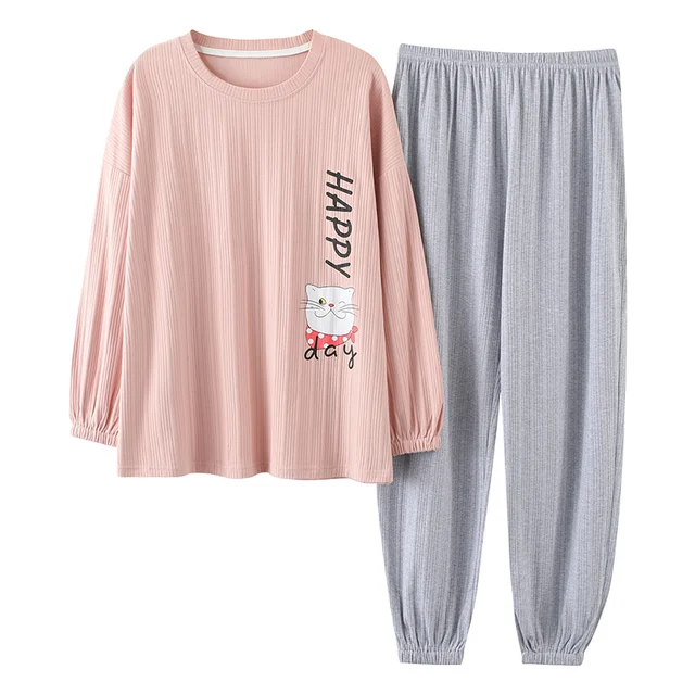 Large Size M-5XL Women Pajamas Sets Soft Nightwear Autumn Winter Long Sleeve Pyjamas Cartoon Print Sleepwear Female Pijamas Muje 4