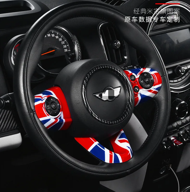 Многофункциональные наклейки на руль автомобиля для BMW MINI Cooper Countryman F54 F55 F56 F57 F60 JCW автомобильный Стайлинг - Название цвета: Red blue flag
