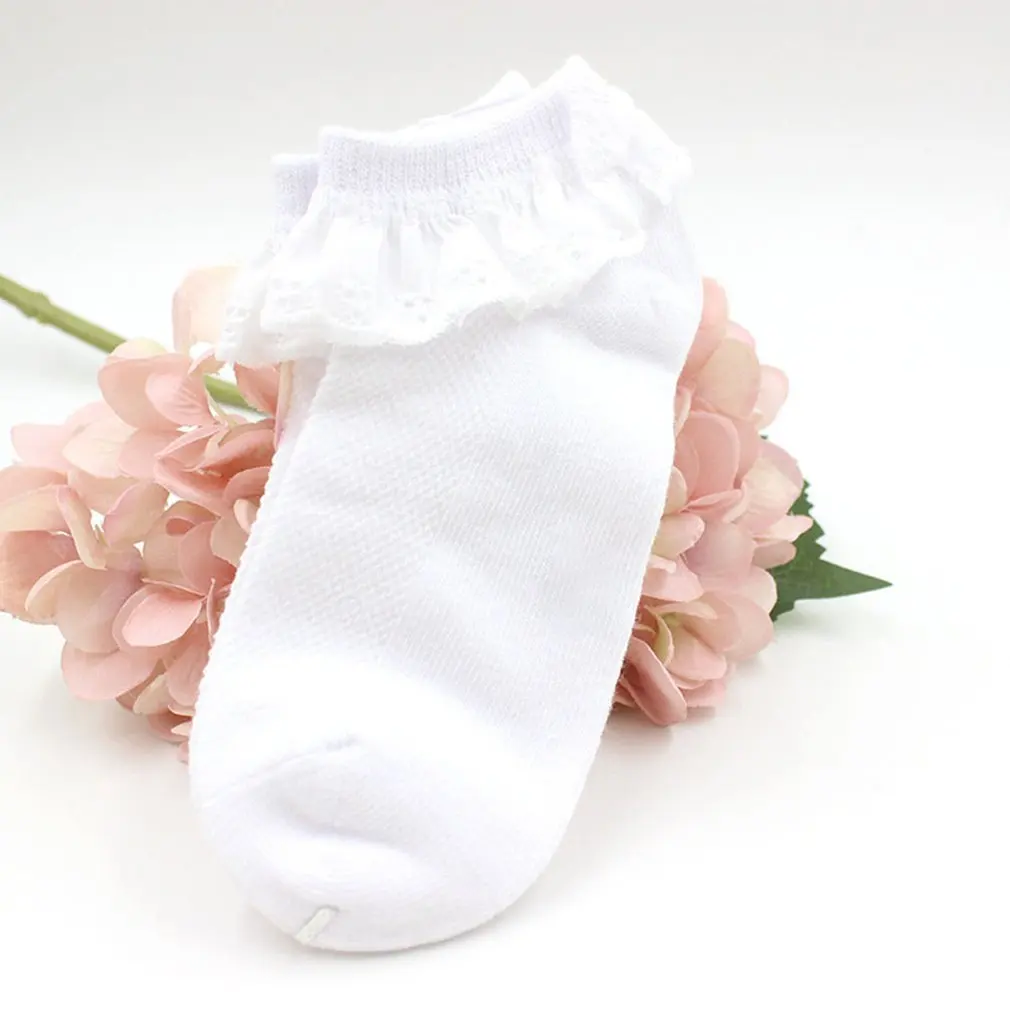 White 3-5cm Детские хлопковые носки, осенне-зимние детские Нескользящие носки принцессы, удобные детские части - Цвет: White 3-5cm