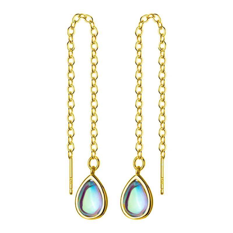 1 Pair Gold Trusta,, 925, однотонные серьги-гвоздики из настоящего стерлингового серебра, цветные капли воды, 9,2 см, связанные серьги-гвоздики для девочек-подростков, женщин, DS1150 - Окраска металла: 1 Pair Gold