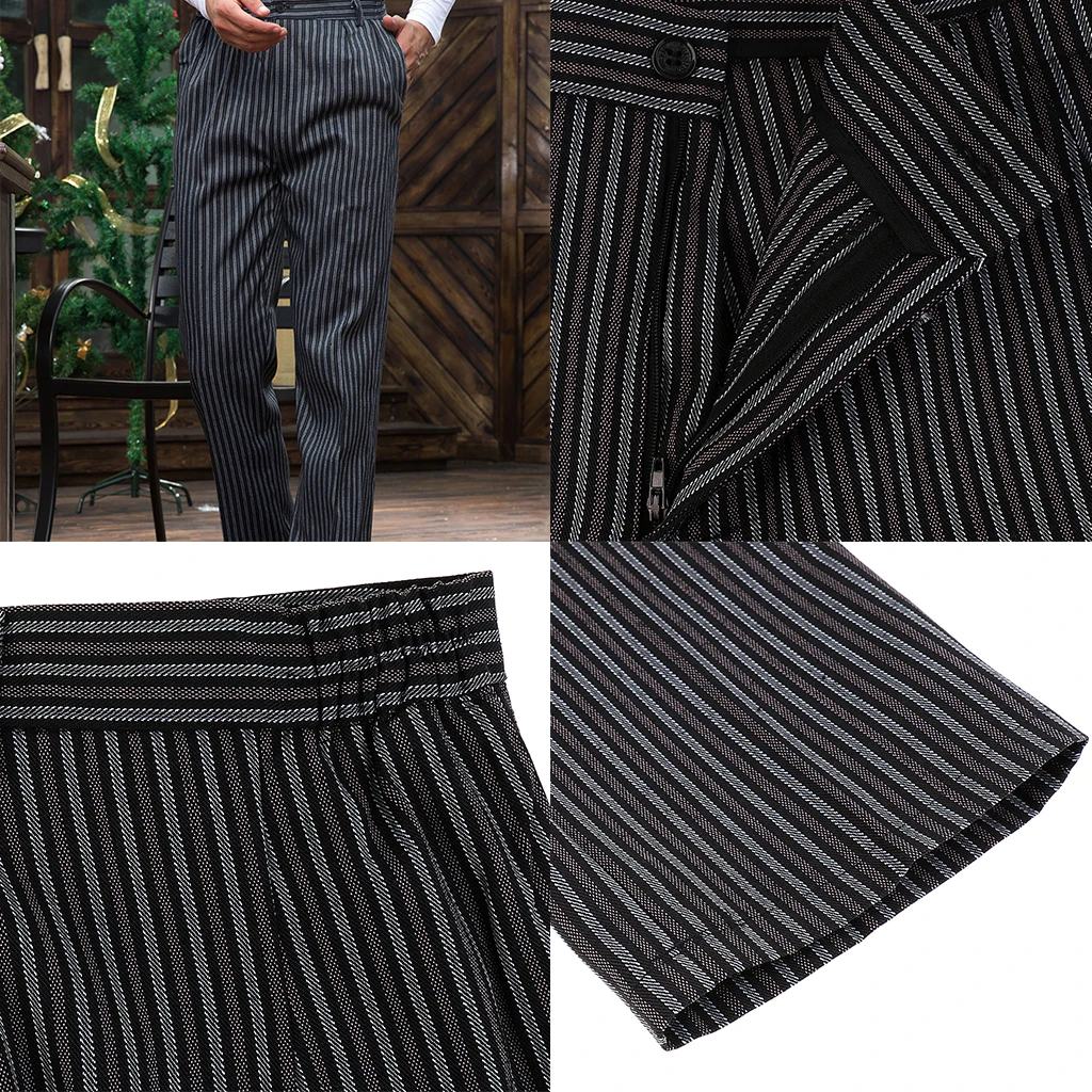 Mens Womens Chef Uniforms Baggy Pants Trousers 2 Pockets Restaurant Kitchen Uniform Cook Trousers Elastic Waist M-4XLStripe
