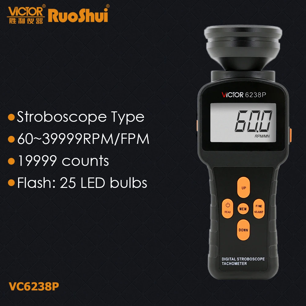 Цифровой Стробоскоп RuoShui vc623p Бесконтактный об/мин фотоэлектрический спидометр
