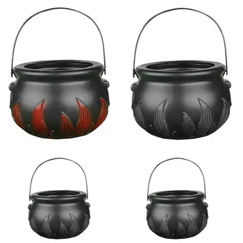 

4Pcs Halloween Witch Pot Flame Barrel Children Handheld Candy Jar Candy Pot