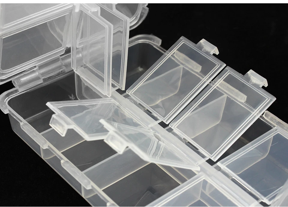 K8356 Plastic Fishing Box Lures Folding Lure Box 20 Compartment 166x97x40mm Silicone Shrimp Fishing Pesca Tackle Transparent Box (10)