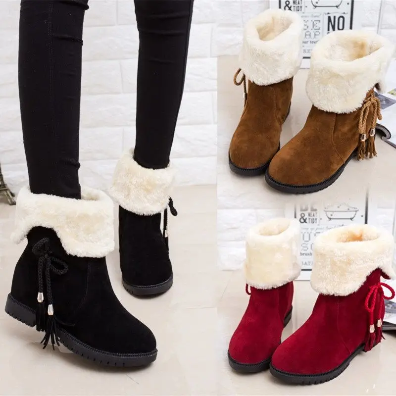 

Snow boots women's models thickening new boots in winter shoes students Korean version plus velvet flat bottom increased boots w