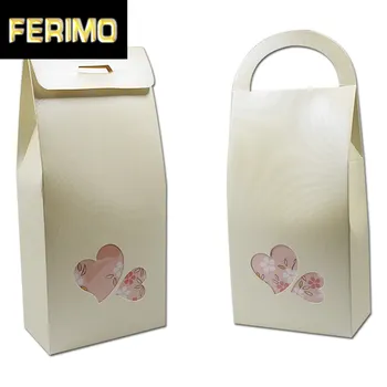 

30pcs 11*23+5cm Kraft Paper Gift Box Heart Shape Clear Window With Handle Carton Packaging Candy Chocolate Wedding Party 2 Types