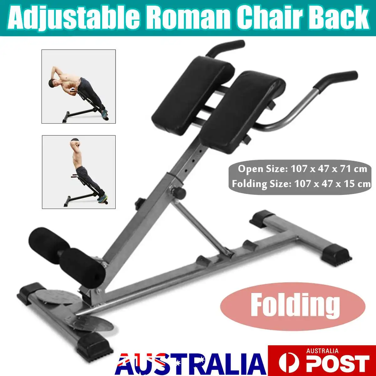 Foldable AB/Hyper Back Bench Adjustable Extension Waist Exercise Roman Chair 