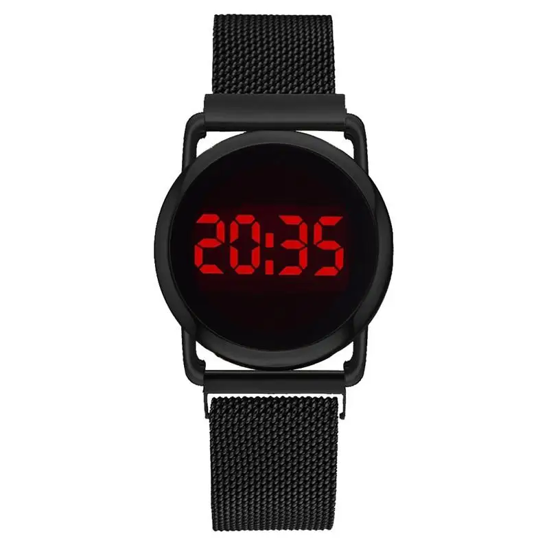 Reloj de lujo de acero inoxidable para mujer, cronógrafo Digital con imán,  pulsera LED, femenino