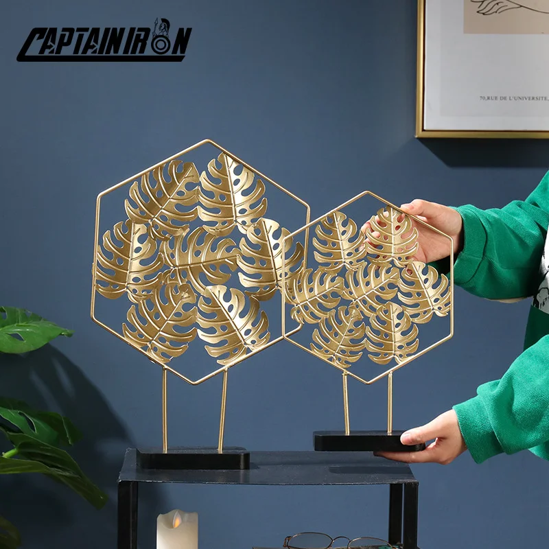CAPTAINIRON Золотая черепаха лист фигурки креативные растения миниатюрные украшения