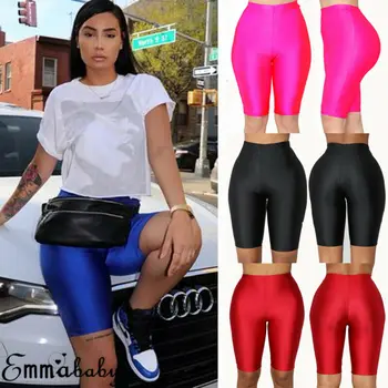 

Women Cycling Shorts Dancing Gym Biker Slim Active Sports Solid Sexy Skinny 2019 New Summer Stretch Biker Bike Shorts Leggings