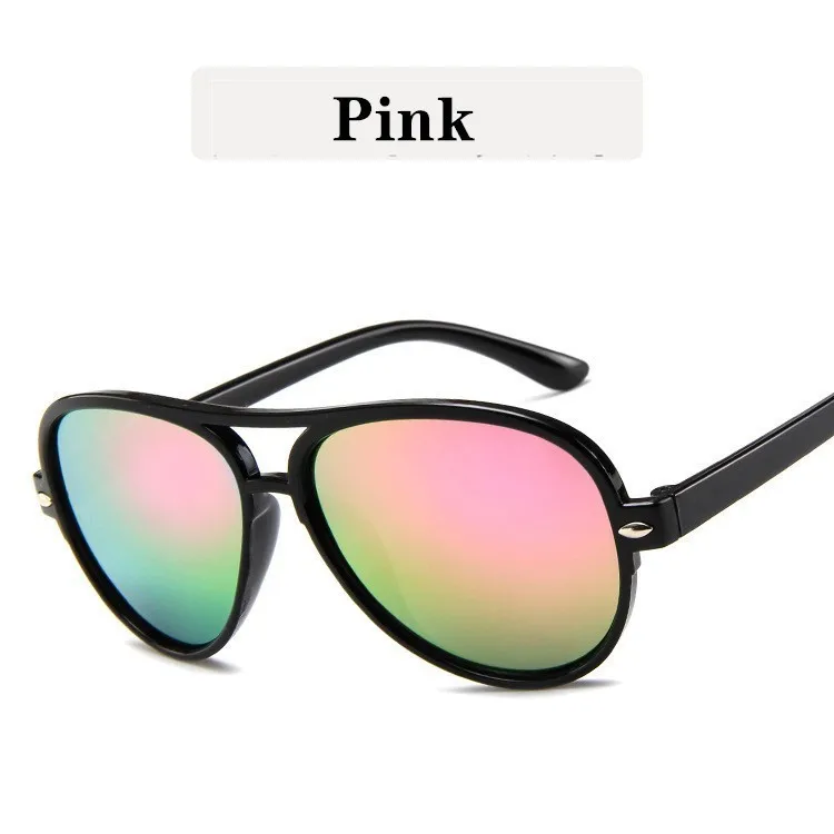 New Kids Sunglasses for Children Fashion Polycarbonate Frame Mirror Sun Glasses Acrylic Lens Double Beam Grils Glasses - Цвет линз: Розовый