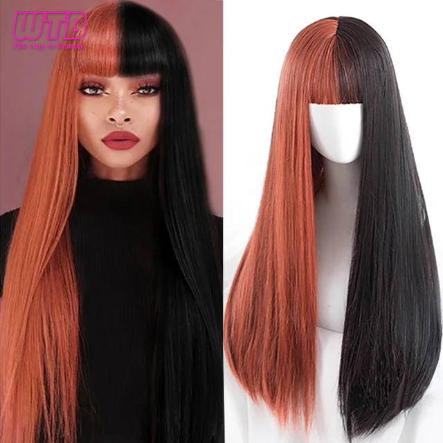 Half Black Half Orange Hair