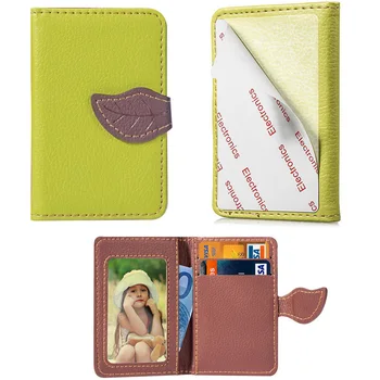 

Unisex Storage Outdoor Purse Wallet Card Holder Back Adhesive Mobile Stick On Phone Wallet PU Leather Credit Portable Fashion