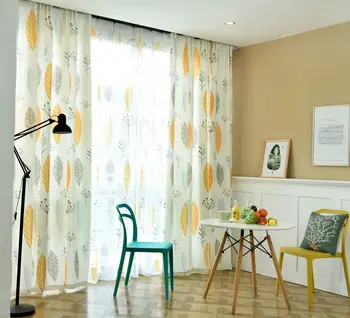 

Simple Modern Nordic Cotton Linen Individual Curtains Custom-made Living Room Bedroom Study American Finished Curtains Leaves