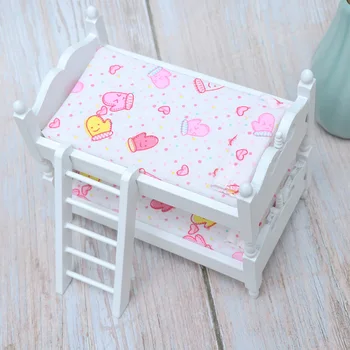 

1 PC Learning Educational Wooden Mini 1:12 Pretend Play Doll House Toy Bunk Bed Toy for Mini House Decor Kids Play
