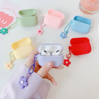 

fashion Earphone Cases for AirPods Pro Case Korean candy flower Pendant Keyring Headphone Case for Air Pods 3 Pro Silicone Cover