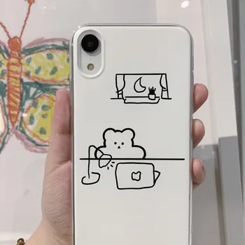 

2020 Room Bear illustration Case For iPhone 11 11PROMAX 11PRO 6 6S 7 8 6S Plus 7Plus 8Plus X XS MAX XR For Apple Cover Soft Case