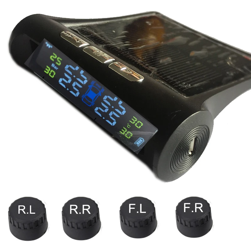 Солнечная автомобильная система контроля давления в шинах TPMS+ 4 внешних датчика цветной дисплей Авто Infineon чип система s автомобиль Универсальный TPMS
